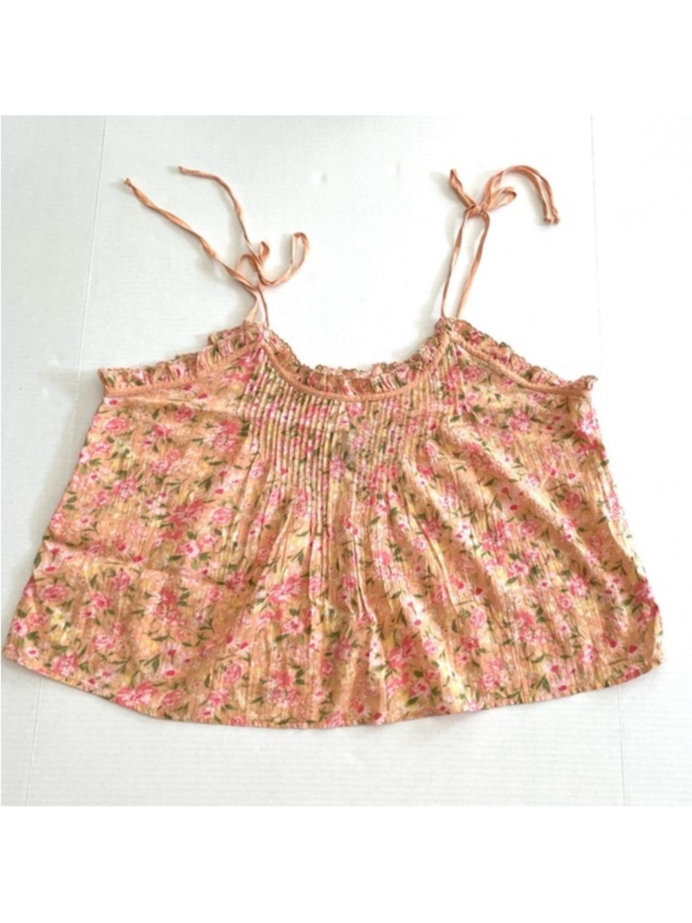American Eagle Pink floral boho tank top lightweight‎ Women’s size L NEW